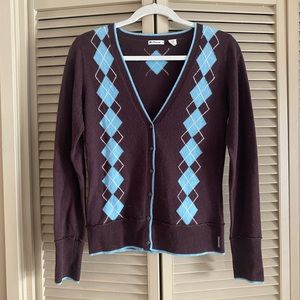 Ben Sherman Women’s Argyle Button Up Sweater